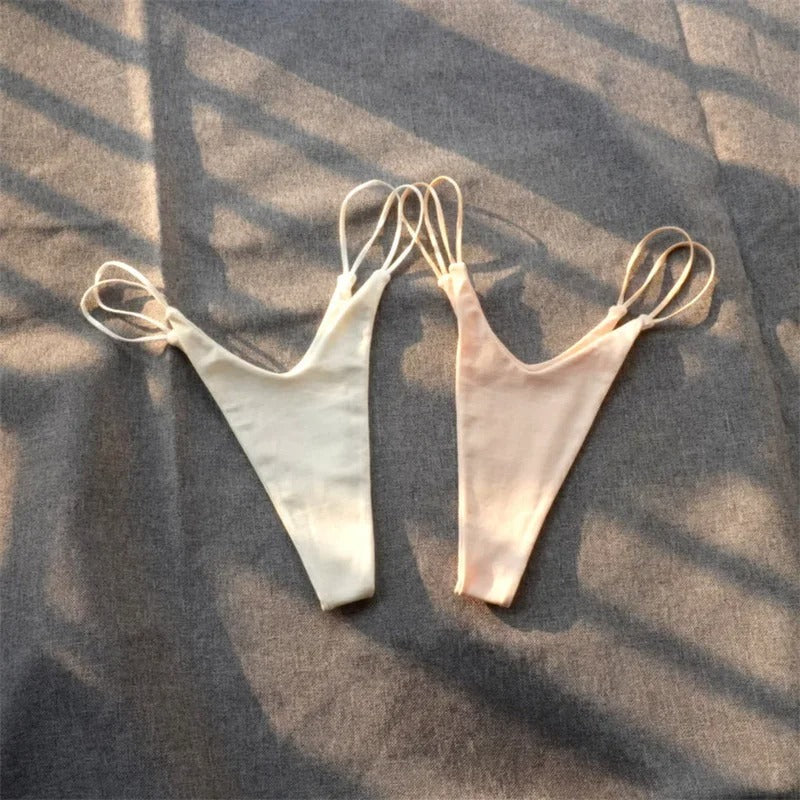 2 Pcs Brazilian Women Cotton Thong Underwear Sexy Panties Female Underpants Solid Color G-string
