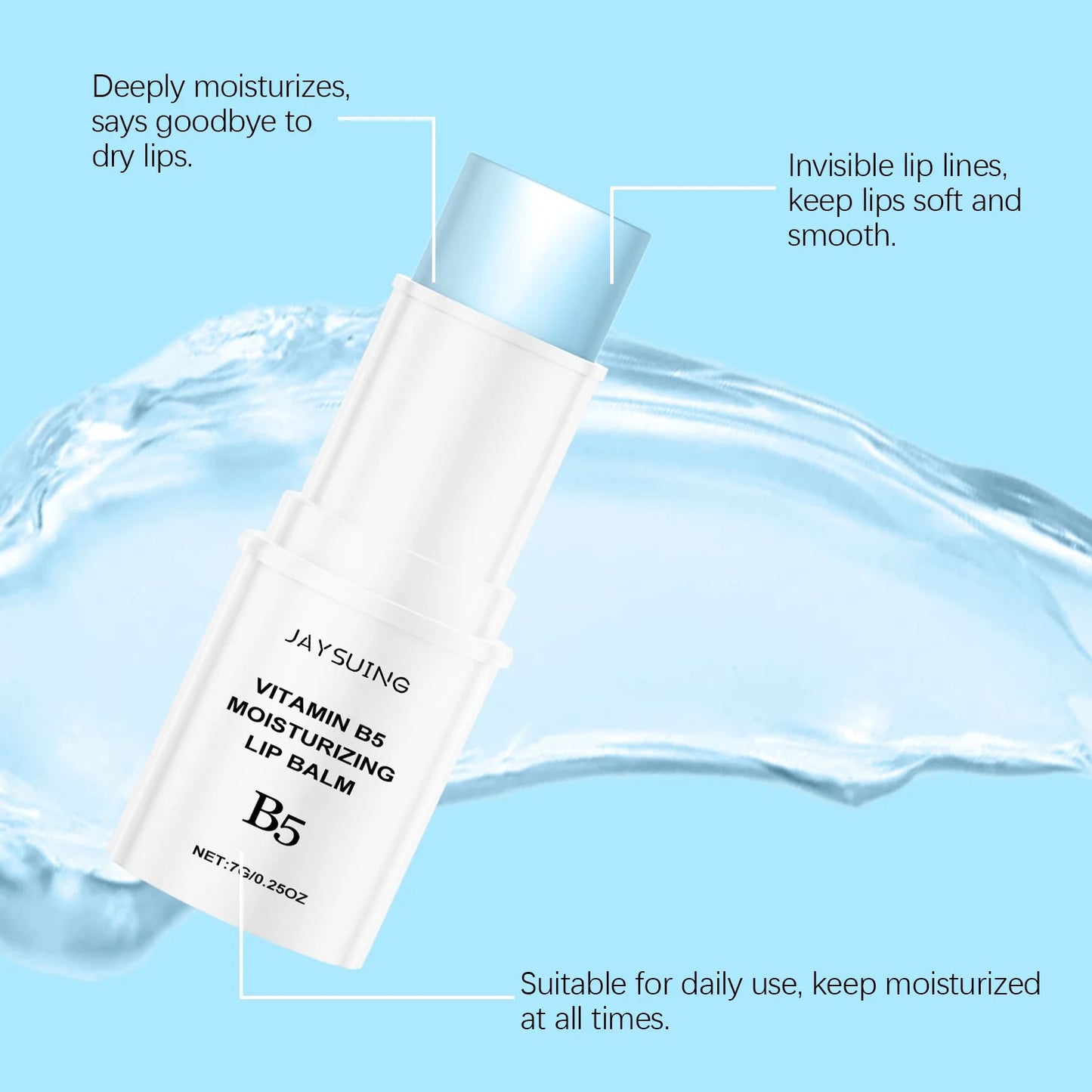 Vitamin B5 Moisturizing Lipstick Lip Balm Fade Lip Lines Remove Dead Skin Anti-Drying Nourishing Long Lasting Hydrating Lip Care
