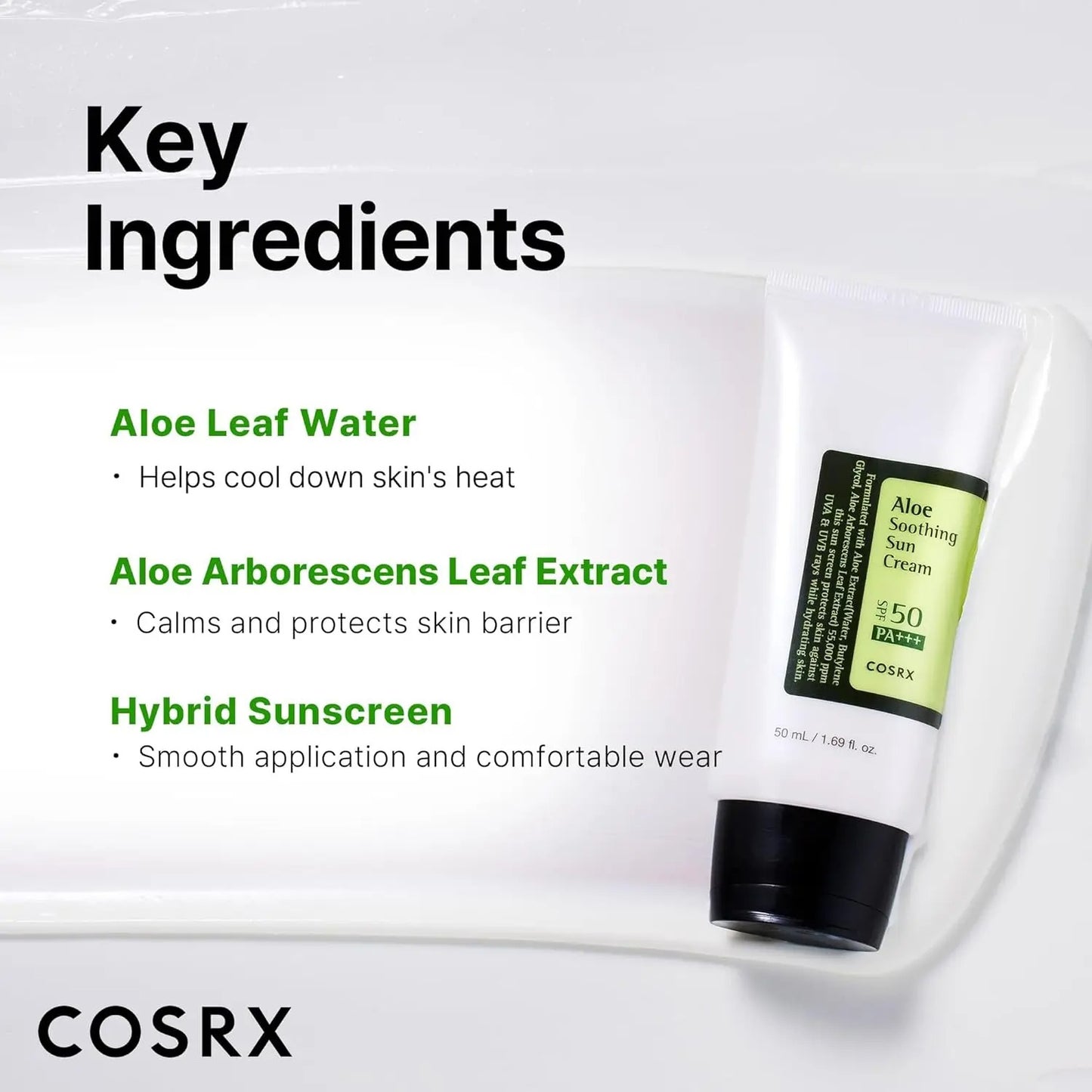 COSRX Aloe Soothing Sun Cream SPF 50+ Daily Hydrating Sunscreen for Dry Sensitive Skin