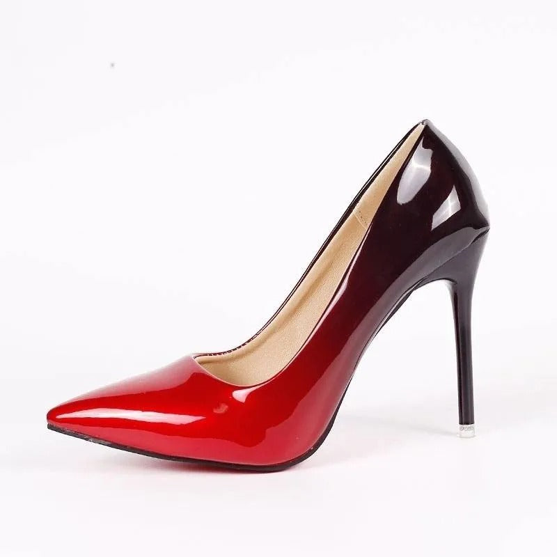 Gradient Color Pointed Toe Shallow 10CM High Heels Pumps Women Shoes