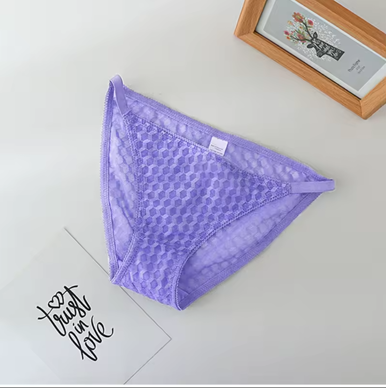 DM Mesh Seamless Panties Sports Women Briefs Low Rise Underwear Sexy Honeycomb Breathable Lingerie Translucent Pant For Female
