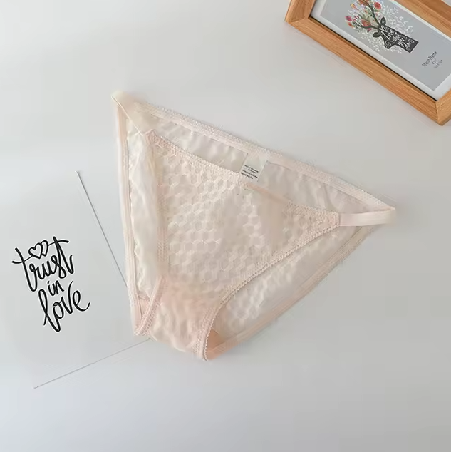DM Mesh Seamless Panties Sports Women Briefs Low Rise Underwear Sexy Honeycomb Breathable Lingerie Translucent Pant For Female