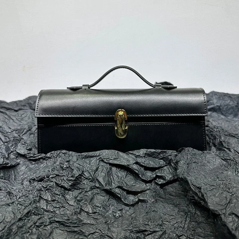 Savette Brand Genuine Leather Tote Women's Simple Handbag Small Square Bag Baguette Bags High Quality Savette Symmetry Slim Bag