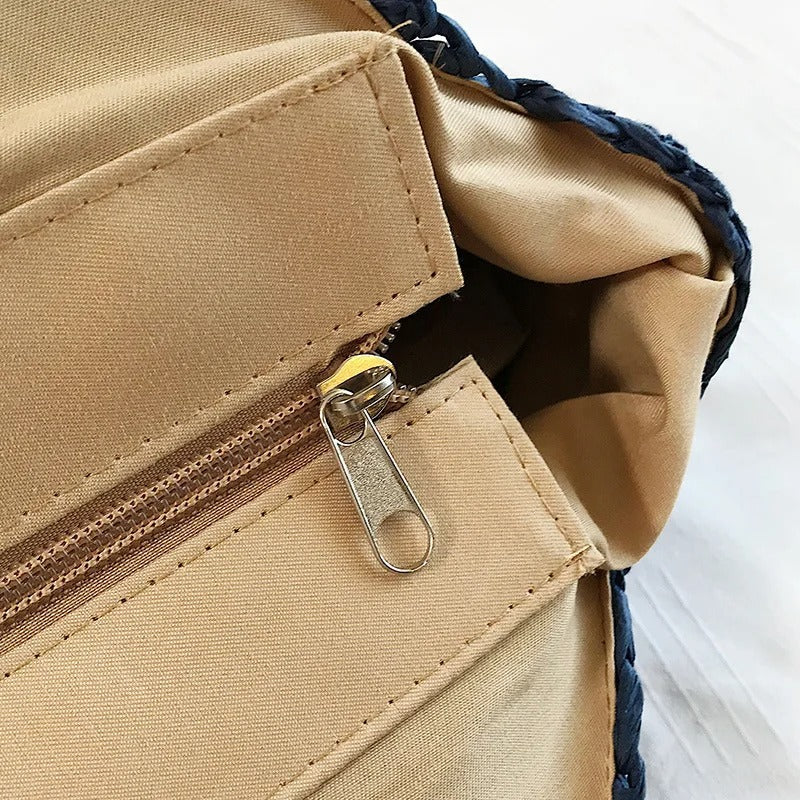 Women Bag Casual Light Shoulder Bag Large Capacity Beach Bag Stitching Contrast Color