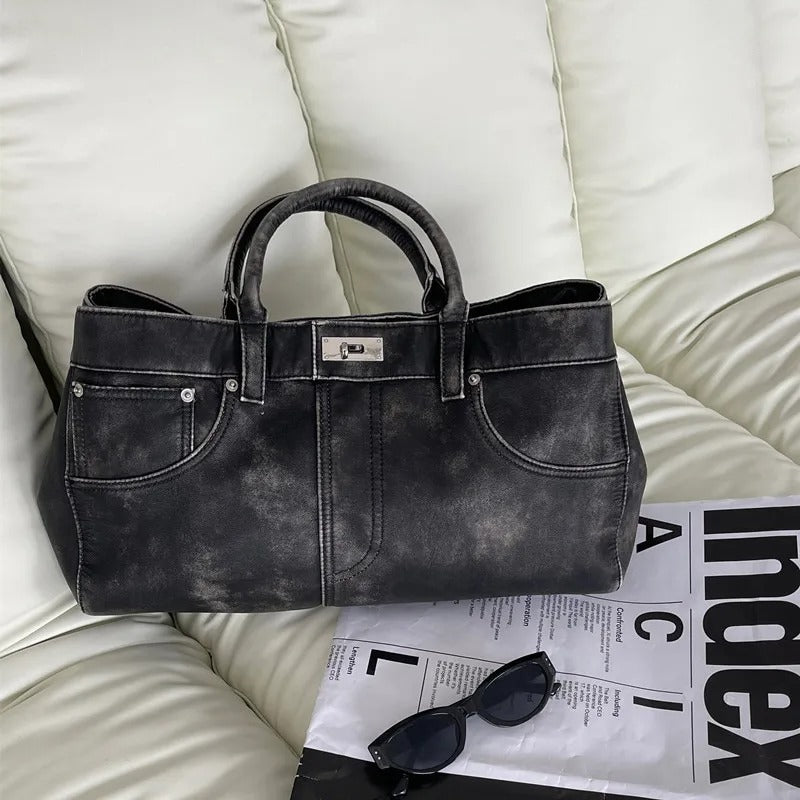 Women's Bag Retro Personalized Vintage Denim Single Shoulder Tote Bags Large Capacity Handbag