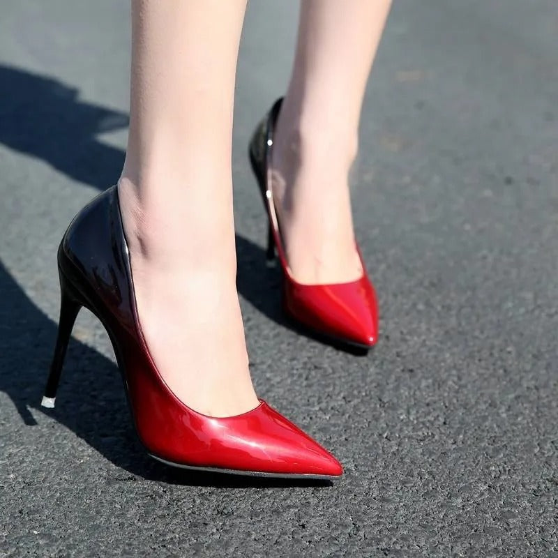 Gradient Color Pointed Toe Shallow 10CM High Heels Pumps Women Shoes
