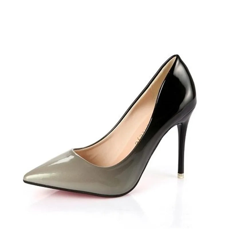 Gradient Color Pointed Toe Shallow 10CM High Heels Pumps Women Shoes