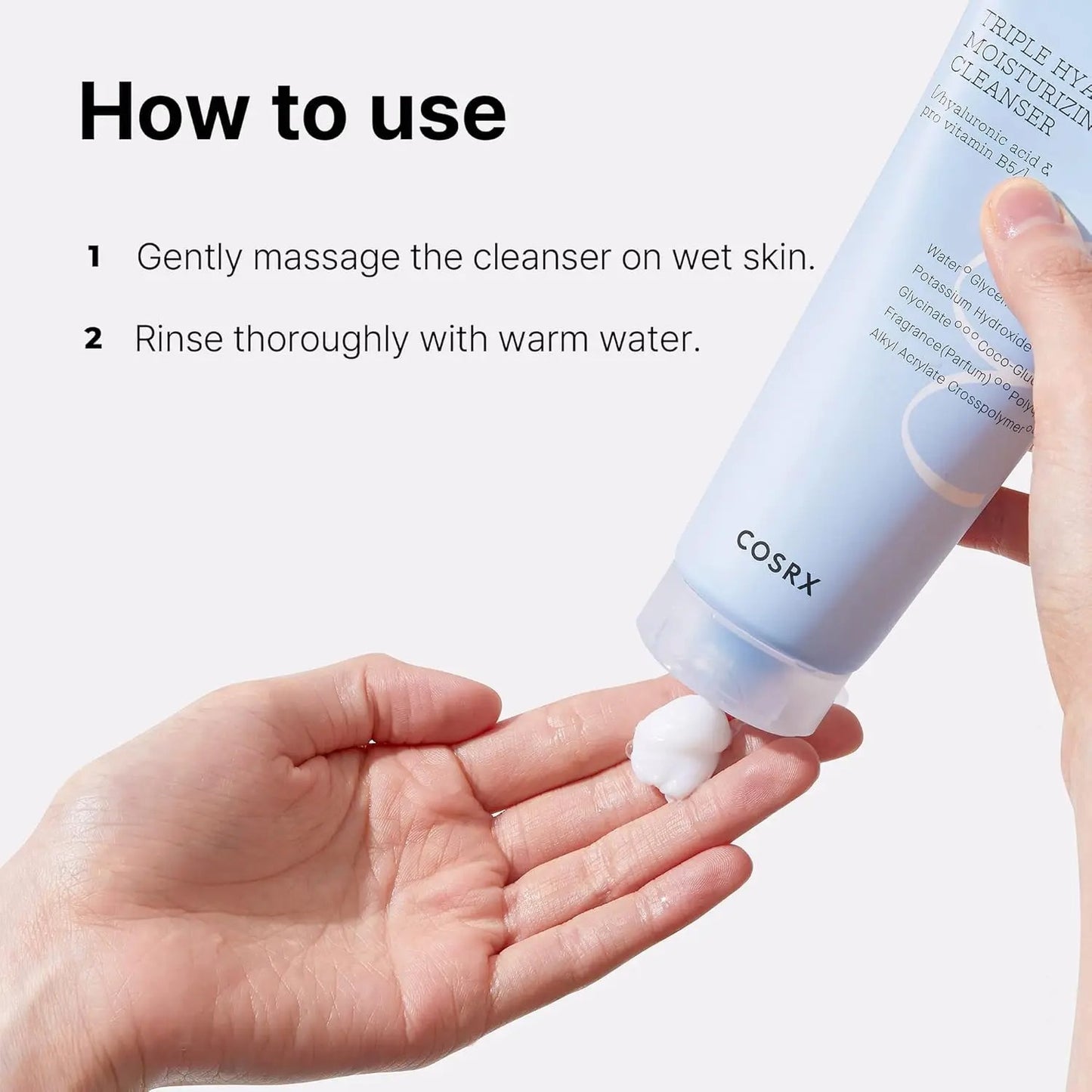 COSRX Hydrium Triple Hyaluronic Moisturizing Cleanser 5.07 fl.oz / 150ml | Daily Cleanser for Dry Skin with Hyaluronic Acid