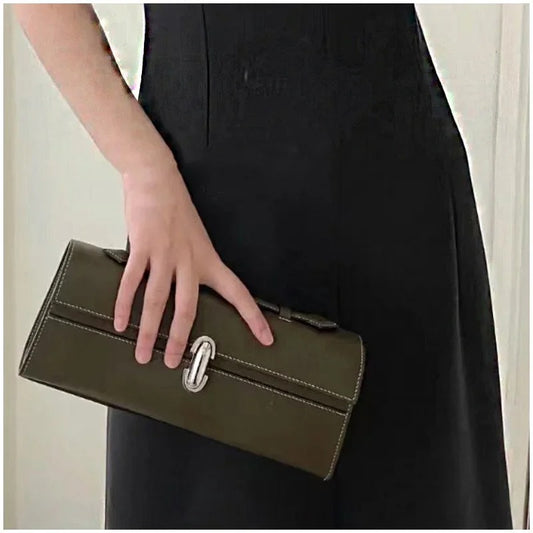 Savette Brand Genuine Leather Tote Women's Simple Handbag Small Square Bag Baguette Bags High Quality Savette Symmetry Slim Bag