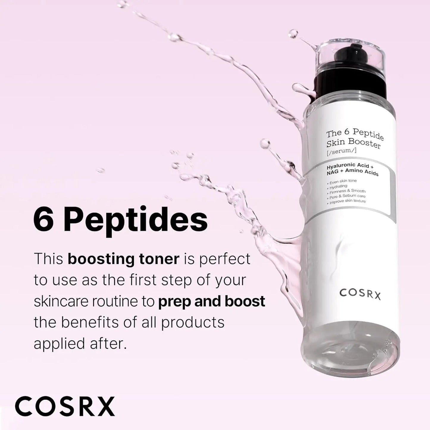 COSRX 6X Peptide Collagen Booster Toner Serum, Niacinamide & Hyaluronic Acid Skin Renewal Boosting Facial Essence, 150mL