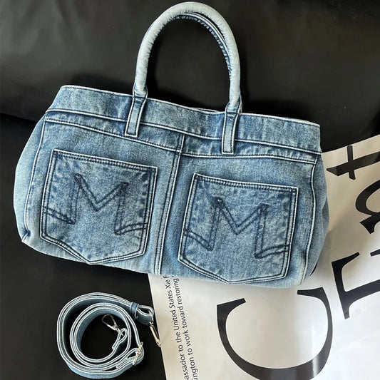 Women's Bag Retro Personalized Vintage Denim Single Shoulder Tote Bags Large Capacity Handbag