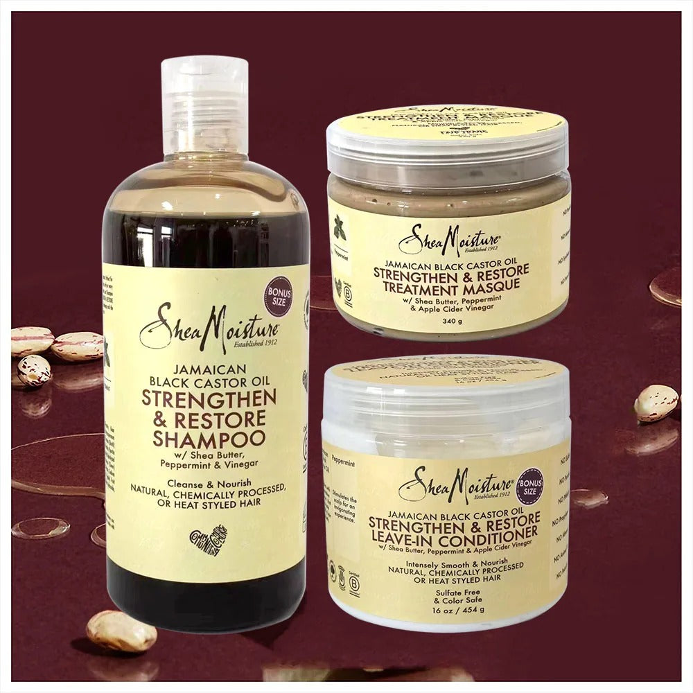 Shea Moisture Shampoo Conditioner and MASQUE Set Jamaican Black Castor Oil