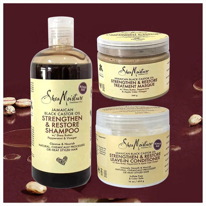 Shea Moisture Shampoo Conditioner and MASQUE Set Jamaican Black Castor Oil