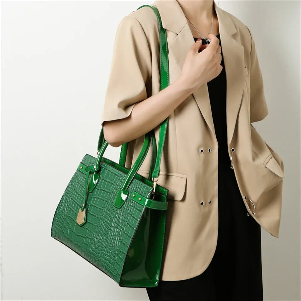 Pantent Leather Women Messenger Bags Crocodile Female Crossbody Shoulder Hand bags For Women