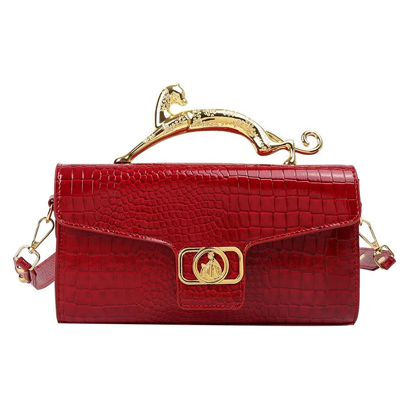 Women Metal Handle Leather Famous Brand Designer Crossbody Fashion Trend Shoulder Bag