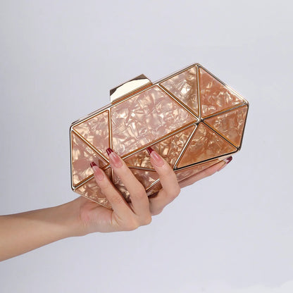 New Acrylic Metal Diamond Evening Bag For Women Chain Shoulder Crossbody Bag Luxury Designer Handbag Party Clutch Dinner Bags