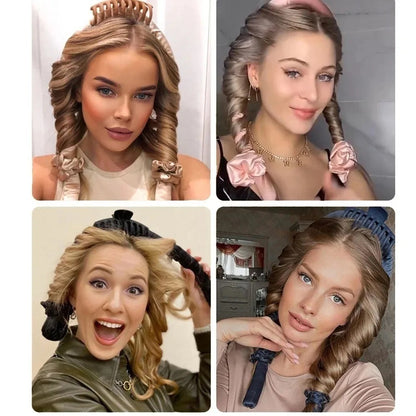 Heatless Curling Rod Headband No Heat Silk Curls Ribbon Hair Rollers Sleeping Soft