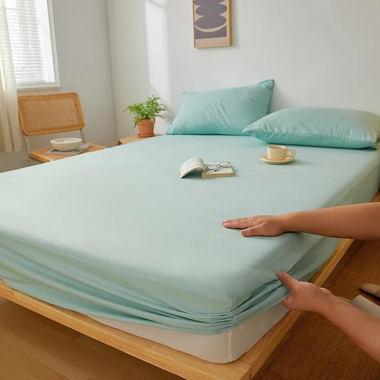 Cotton Fitted Sheet with Elastic Band for King, Queen, Full, and Twin Bedsheets