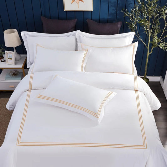 Pure Cotton Satin Strip Bed Line Duvet Cover for  King, Queen Full, Twin Bedsheets
