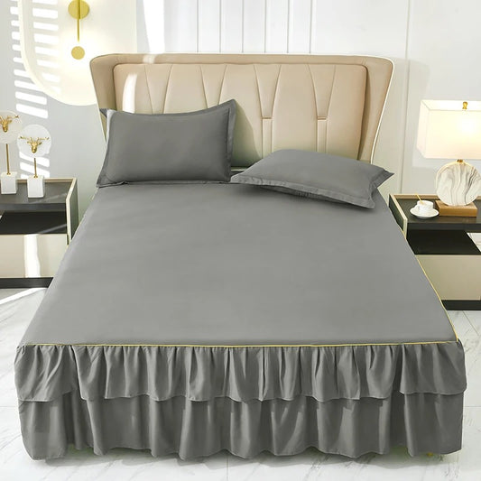 Skirt Ruffled Bedskirt Bed Wrap Around Cover Non-slip Mattress Cover for  King, Queen Full, Twin Bedsheets