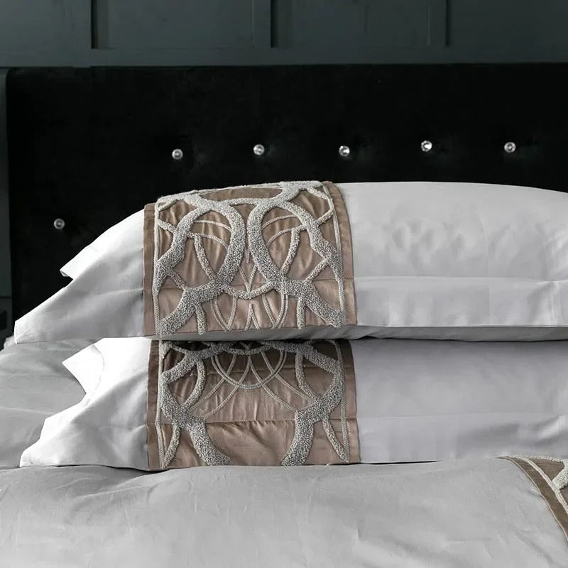Grey White Bed Sheet Pillowcase Duvet Cover Set for  King, Queen Full, Twin Bedsheets