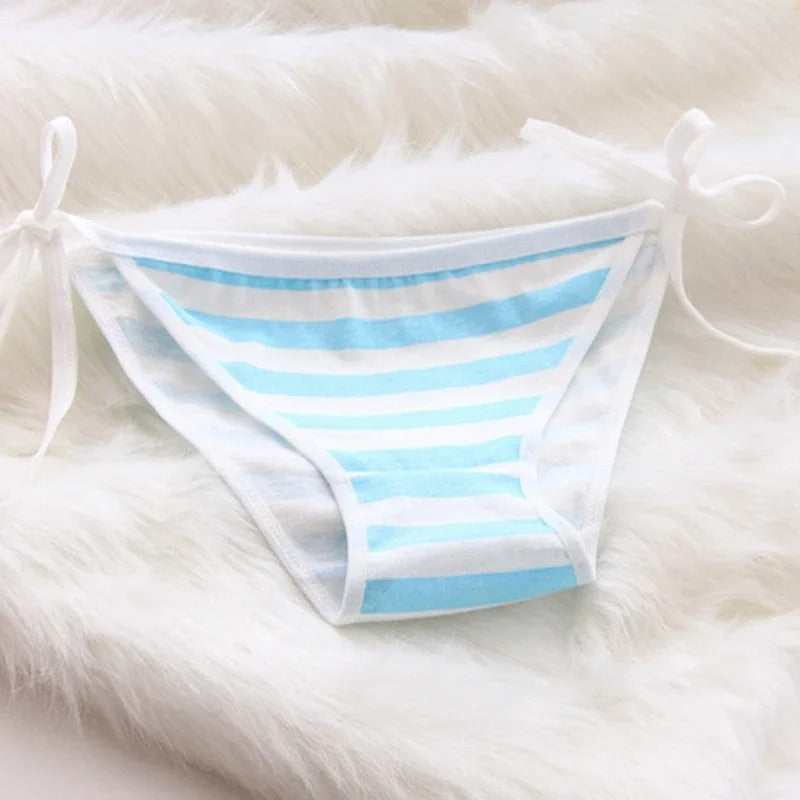 Lace-up Strap Striped Suit Cute Underwear Women Set