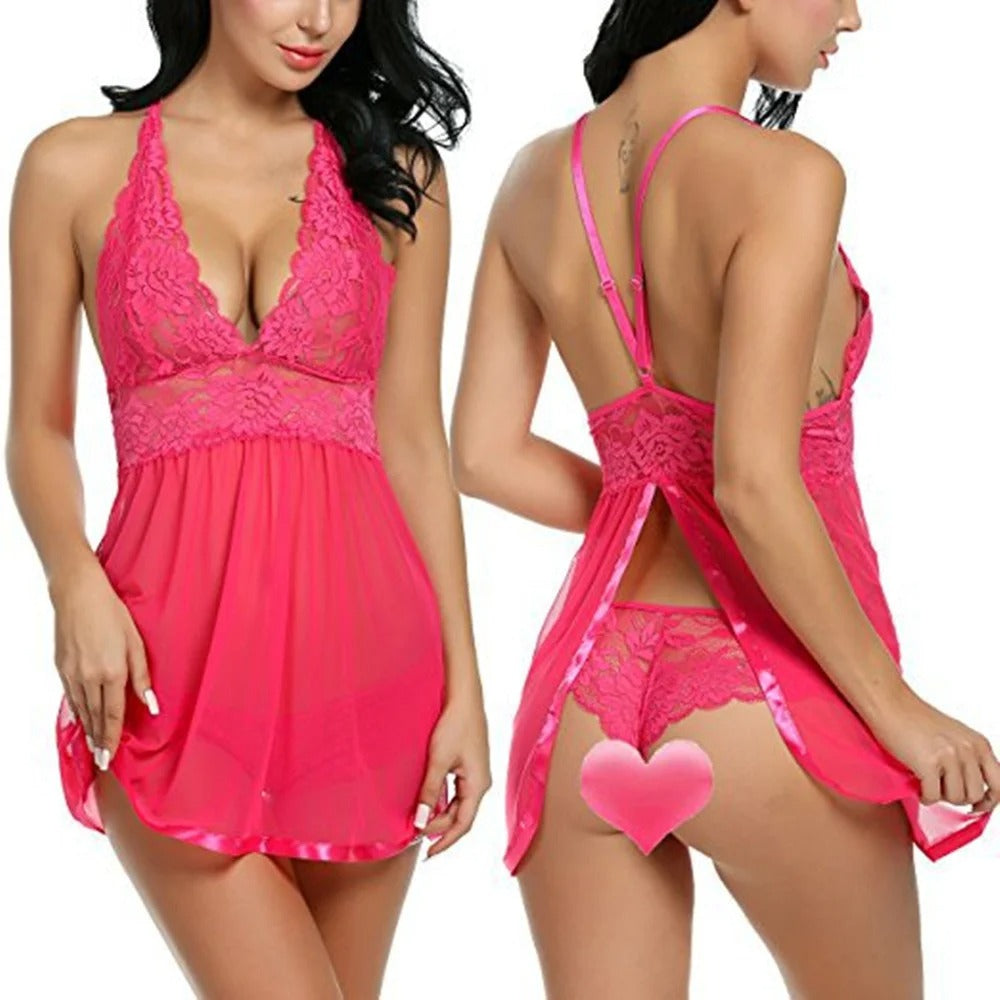 Erotic Summer Sleeping Lingerie Women Suspender Nightgown