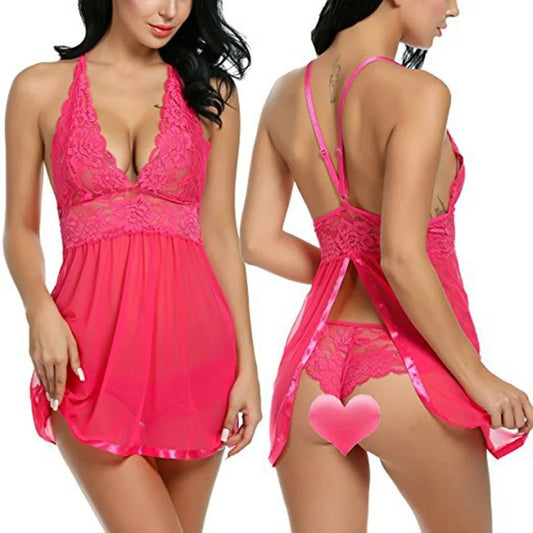 Erotic Summer Sleeping Lingerie Women Suspender Nightgown