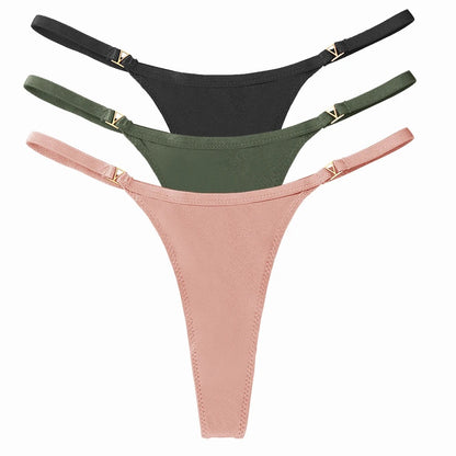 3Pcs/Set Women's Thong Panties Underwear Sexy Low Waist G-String T-Pants Panties