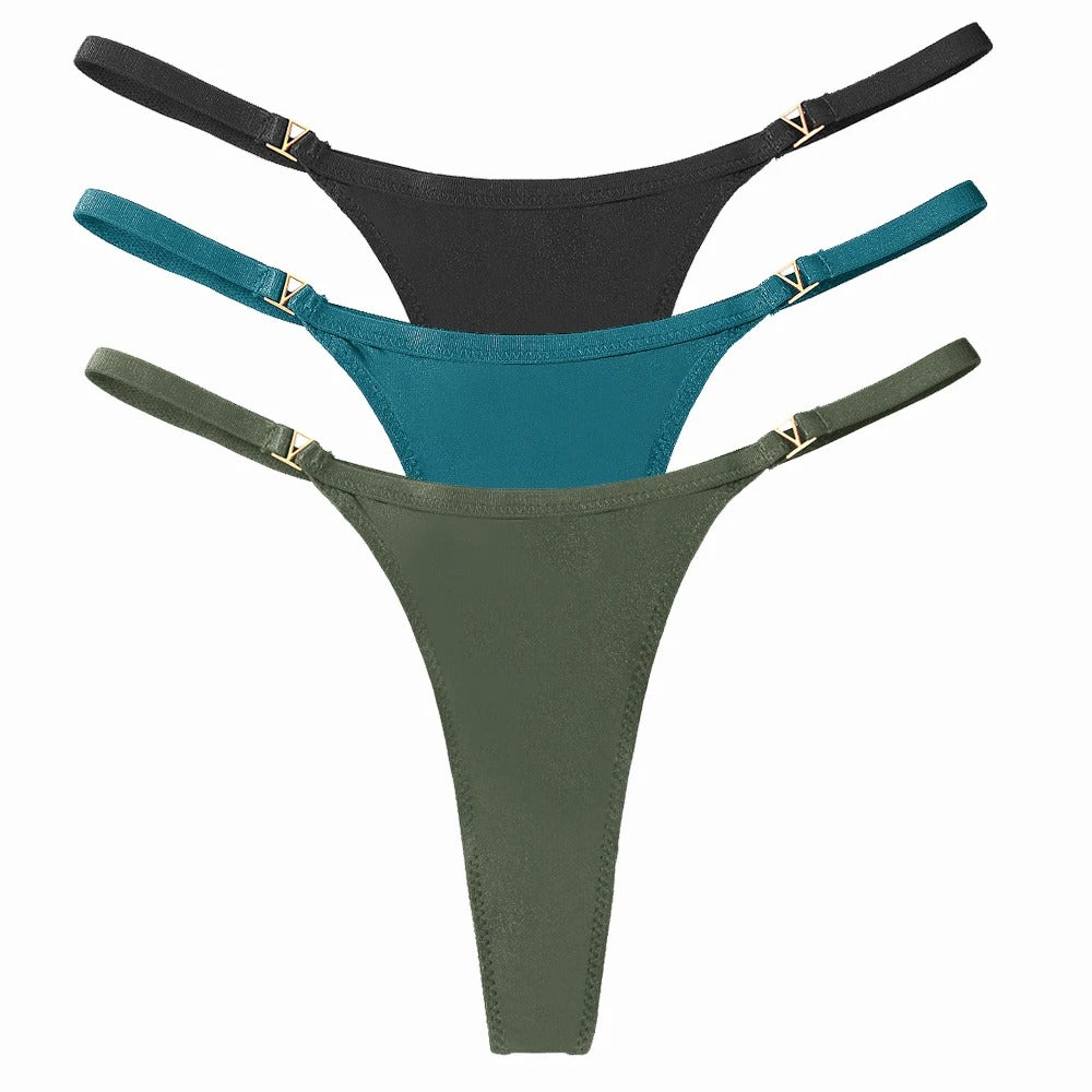 3Pcs/Set Women's Thong Panties Underwear Sexy Low Waist G-String T-Pants Panties