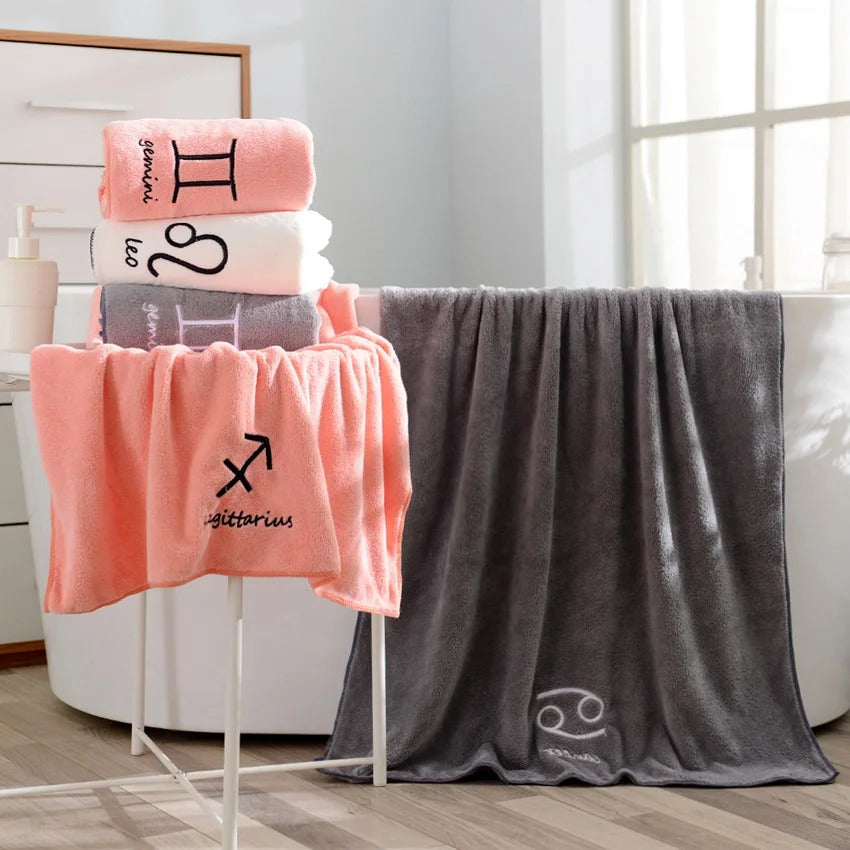 12 Constellations Soft Towel Set Letters Embroidered Face Bath Towels