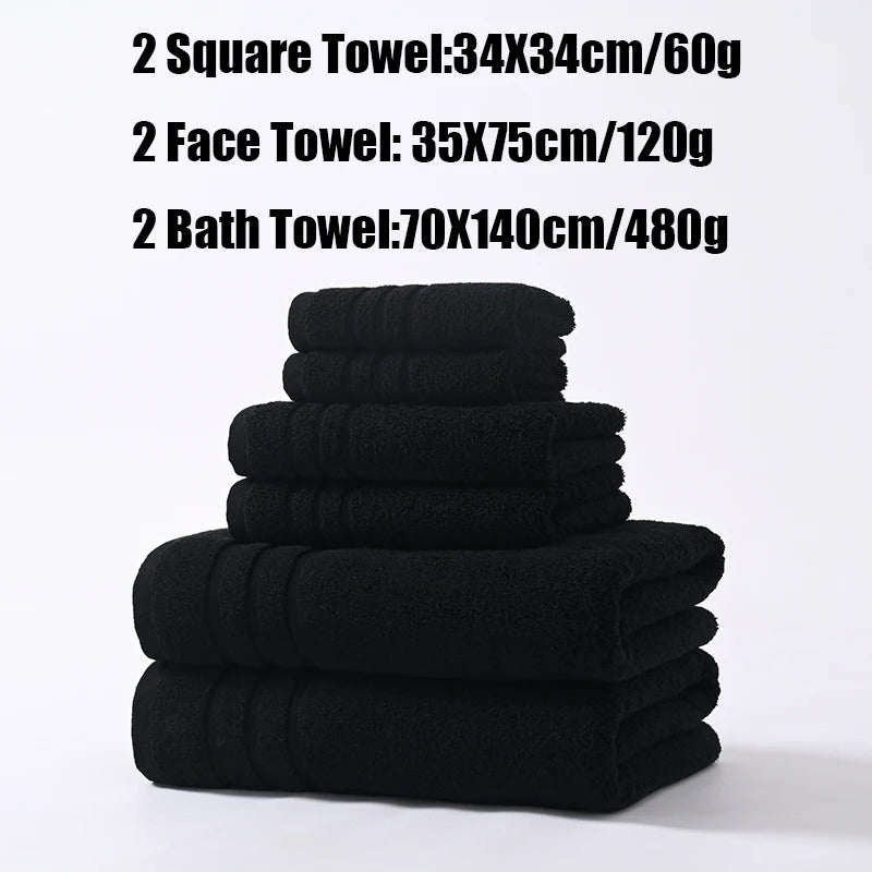 6PCS Bath Towel Set Adult Bathroom Cotton Super Absorbent 2 Wash Towel