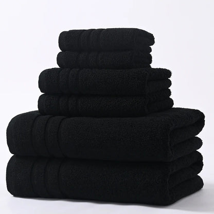 6PCS Bath Towel Set Adult Bathroom Cotton Super Absorbent 2 Wash Towel