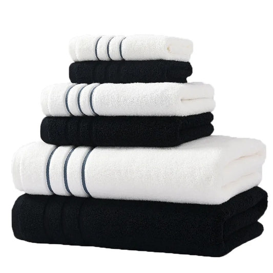 6PCS Bath Towel Set Adult Bathroom Cotton Super Absorbent 2 Wash Towel