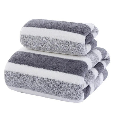 Household Thick Absorbent Bath Towels 2 Soft Face Towels