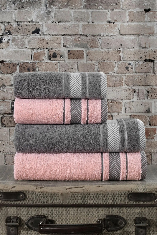 4 Pcs Towel Set 100% Cotton Crown Hotel Towel
