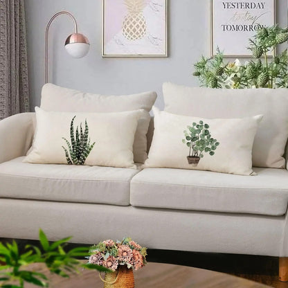 Green Plant Decoration Pillow Cover