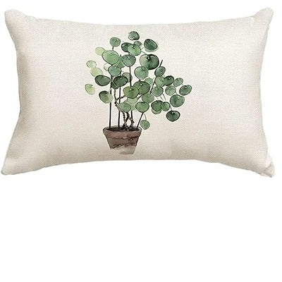 Green Plant Decoration Pillow Cover