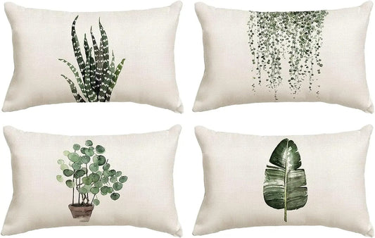 Green Plant Decoration Pillow Cover