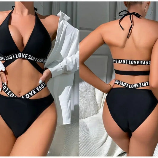 Milk Silk Letter Strap Bra and Panty Set Female Underwear