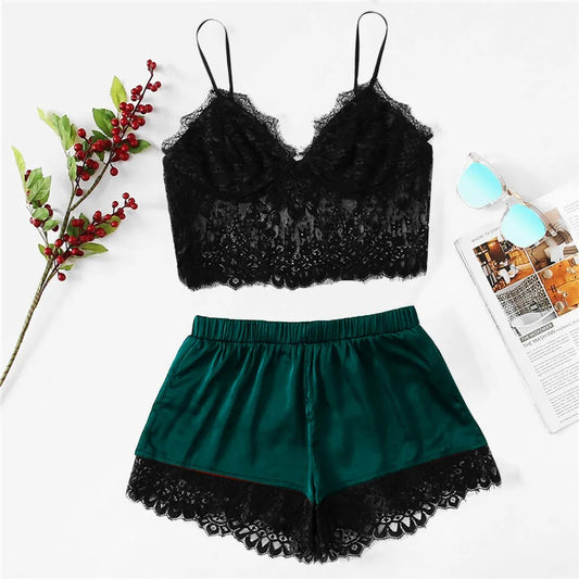 Sexy Pajamas for Women 2 Pieces Top Shorts Set Sleepwear