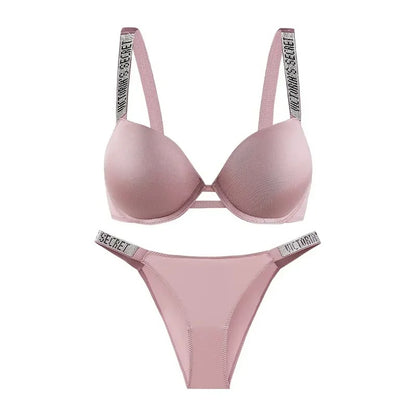 Sexy Lingerie Set 2 Piece Push Up Bra and Panty Adjustable Lace Rhinestone Underwear Sets Bras