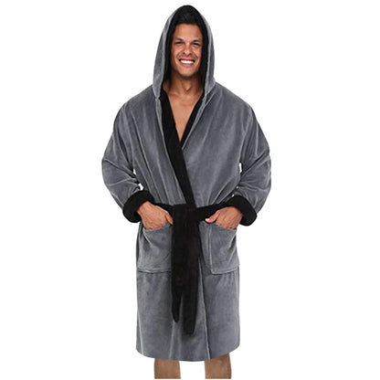 Plush Shower Bathrobe Men Winter Long-Sleeved Clothes