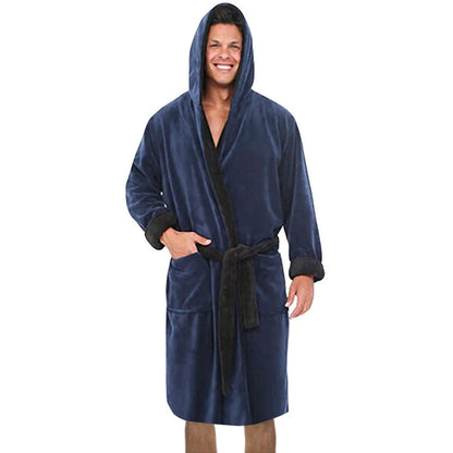 Plush Shower Bathrobe Men Winter Long-Sleeved Clothes