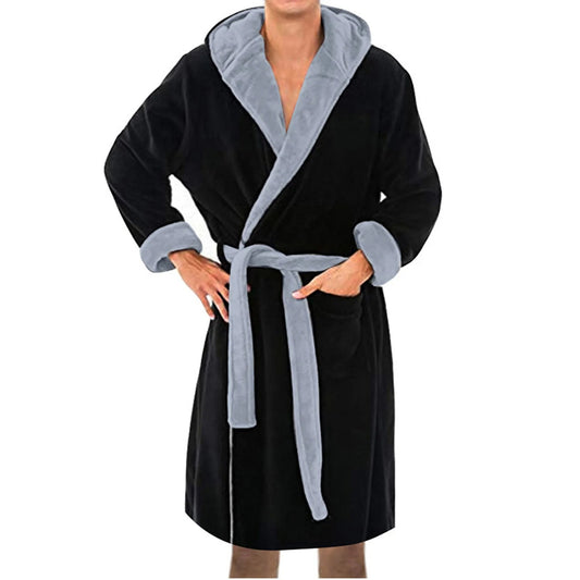 Plush Shower Bathrobe Men Winter Long-Sleeved Clothes