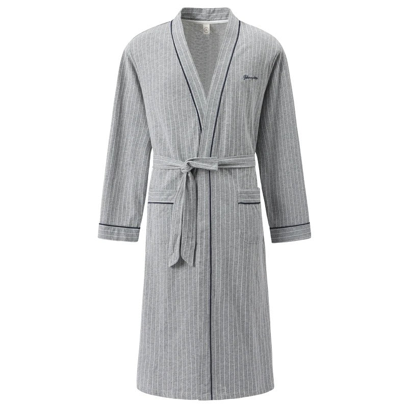 Spring Autumn Plaid Bathrobe Men Sleep Top Kimono Robes For Male