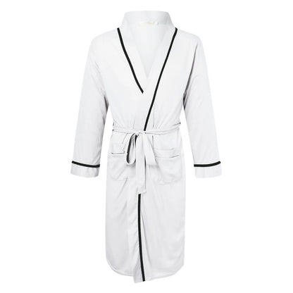 Men's Cotton Bathrobe Spring And Summer Solid Color Lace-Up Men's Pajamas