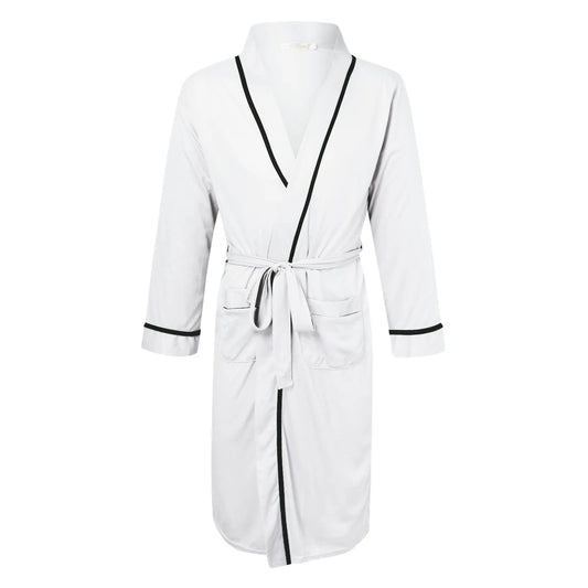 Men's Cotton Bathrobe Spring And Summer Solid Color Lace-Up Men's Pajamas