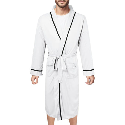 Men's Cotton Bathrobe Spring And Summer Solid Color Lace-Up Men's Pajamas