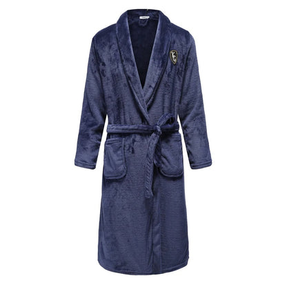 Thickened Flannel Men Robe Sleepwear Autumn Winter Warm Coral Fleece Bathrobe